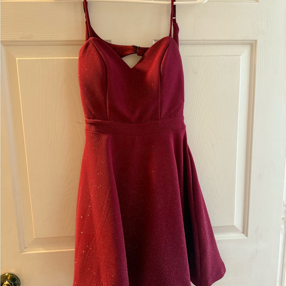 City Studio Burgundy Glitter Dress